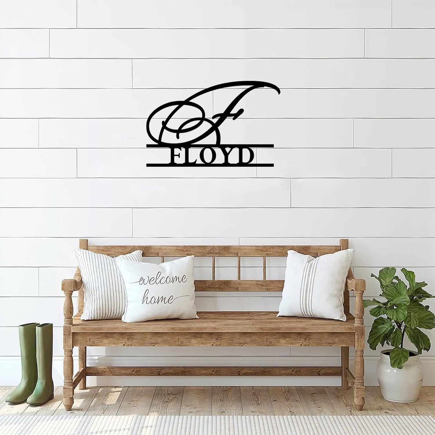 Metal Sign F Custom Name Initial Letter Monogram Customizable Iron Metal Wall Cut Out Hanging Sign Large Modern Metal Address Sign Plaque Decorations for Garage Lodge Backyard 24 Inch