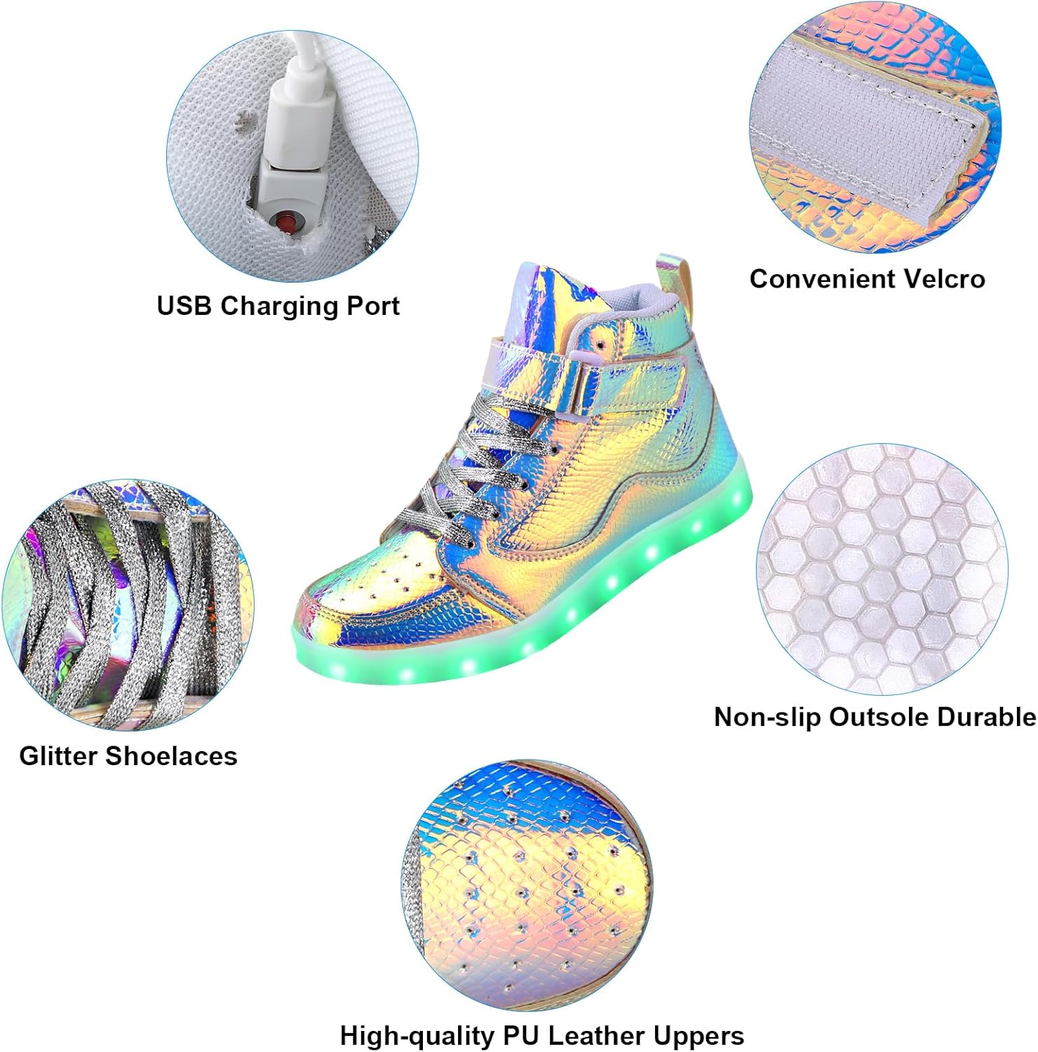 Light Up Shoes Men Women LED Shoes USB Charging Adult High Top LED Sneakers Glow in The Dark Footwear for Dancing Party Festivals - Image 5