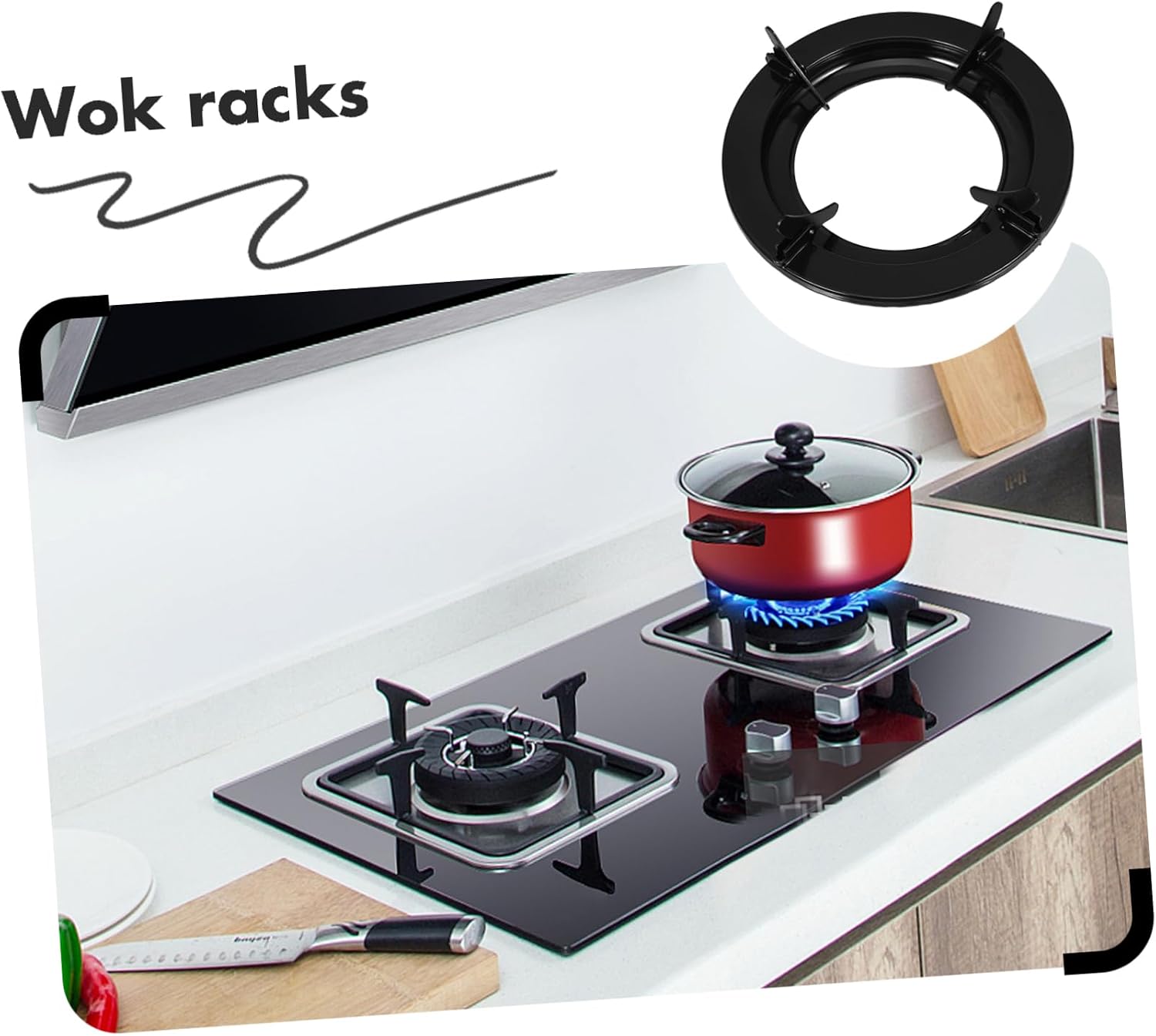 Mikinona Stove Pot Stand Gas Cooker Wok Support Rings Non Slip Wok Trivet for Gas Stove Pot Rack for Cooker