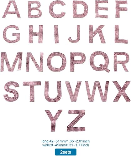 Vista 18 de Mega Pet 52 parches de diamantes de imitación de cristal de la A ~ Z, parches adhesivos termofusibles en caliente, apliques para ropa, mochilas