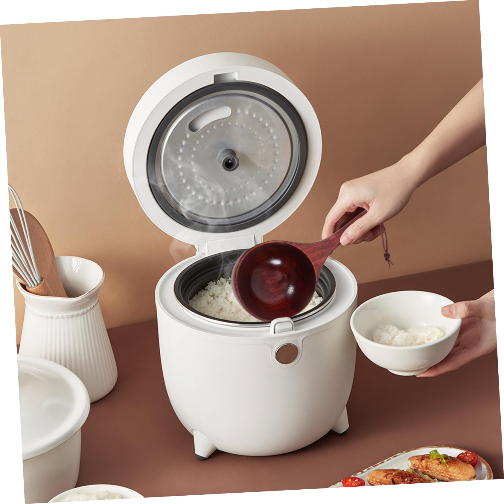 MAGICLULU 6 Pièces Cuillère à Riz Japonaise Louche De Bain Cuillère à Remuer à Riz Louche à Soupe à Bouillie Cuisson à Soupe En Bois