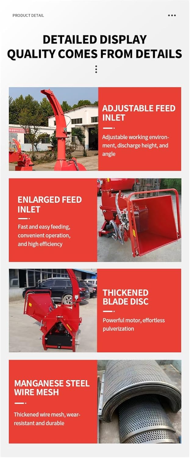 Wood Chipper with Adjustable Discharge Branch Processing Equipment for Farm Use and Outdoor Maintenance