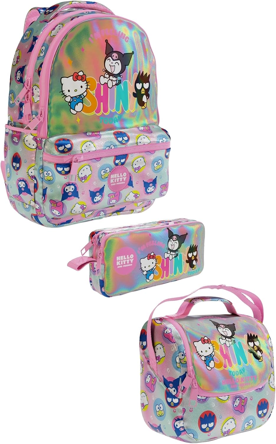 Wiggle Hello Kitty-Kuromi & Friends Temalı Lisanslı Premium 3'lü Okul Seti Sırt Çantası-Beslenme Çantası-Kalemlik