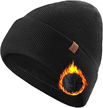 TRENDOUX Men's Merino Wool Hat: Beanie for Men and Women Thermal Knit Double Layer Fleece Lined without Visor, Suitable for Driving Walking Skiing