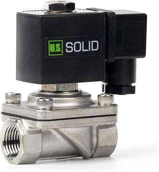 U.S. Solid 1/2" Solenoid Valve - Stainless Steel DC 12V with Viton Seal, Normally Closed, Junction Box Type, G Thread