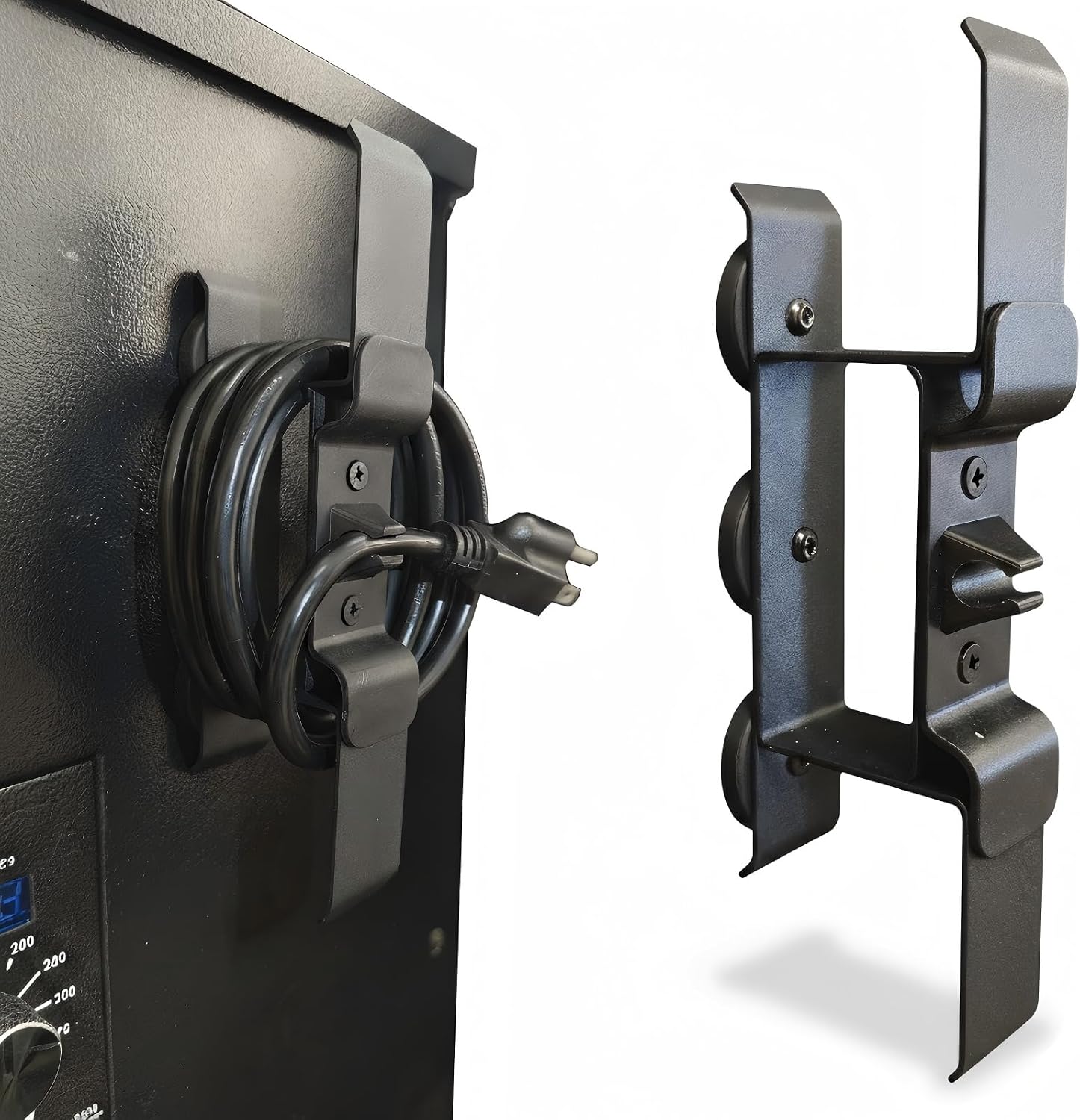 Metal Magnetic Power Cord Organizer for Wood Pellet Grill & Smoker - 3 Strong Magnet, Durable Construction, Perfect Addition to Your BBQ Accessories, Note: There are two magnets | Keeping Power Cords Neat and Tangled Free, Three Strong Magnets, Compatible with Most Wood Pellet Grill Smoker Accessories