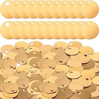 Zhengmy 50 Pieces Brass Tags for Stamping 1 Inch Round Gold Blank Brass Tags