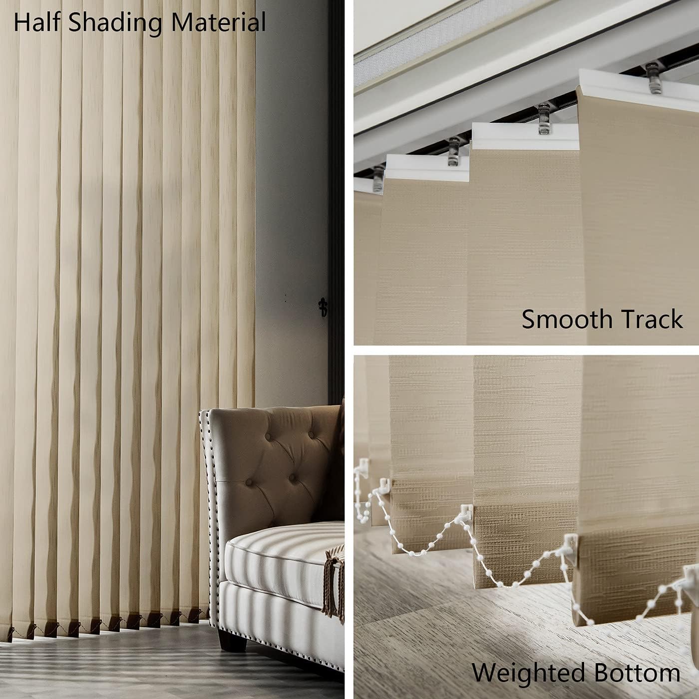 Yoolax Motorized Vertical Blind, Smart Blackout Sliding Door Shades, Blinds for Sliding Glass Doors with Alexa Google Home, Suitable for Sliding Patio Glass Doors Window, Custom Size, Coffee