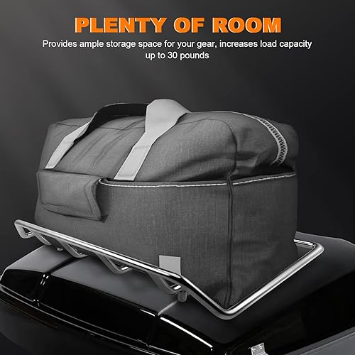 Vista 7 de Portaequipajes cromado para motocicletas, soporte para maletero y maletero compatible con Harley Touring CVO Street Glide Electra Glide Road Glide