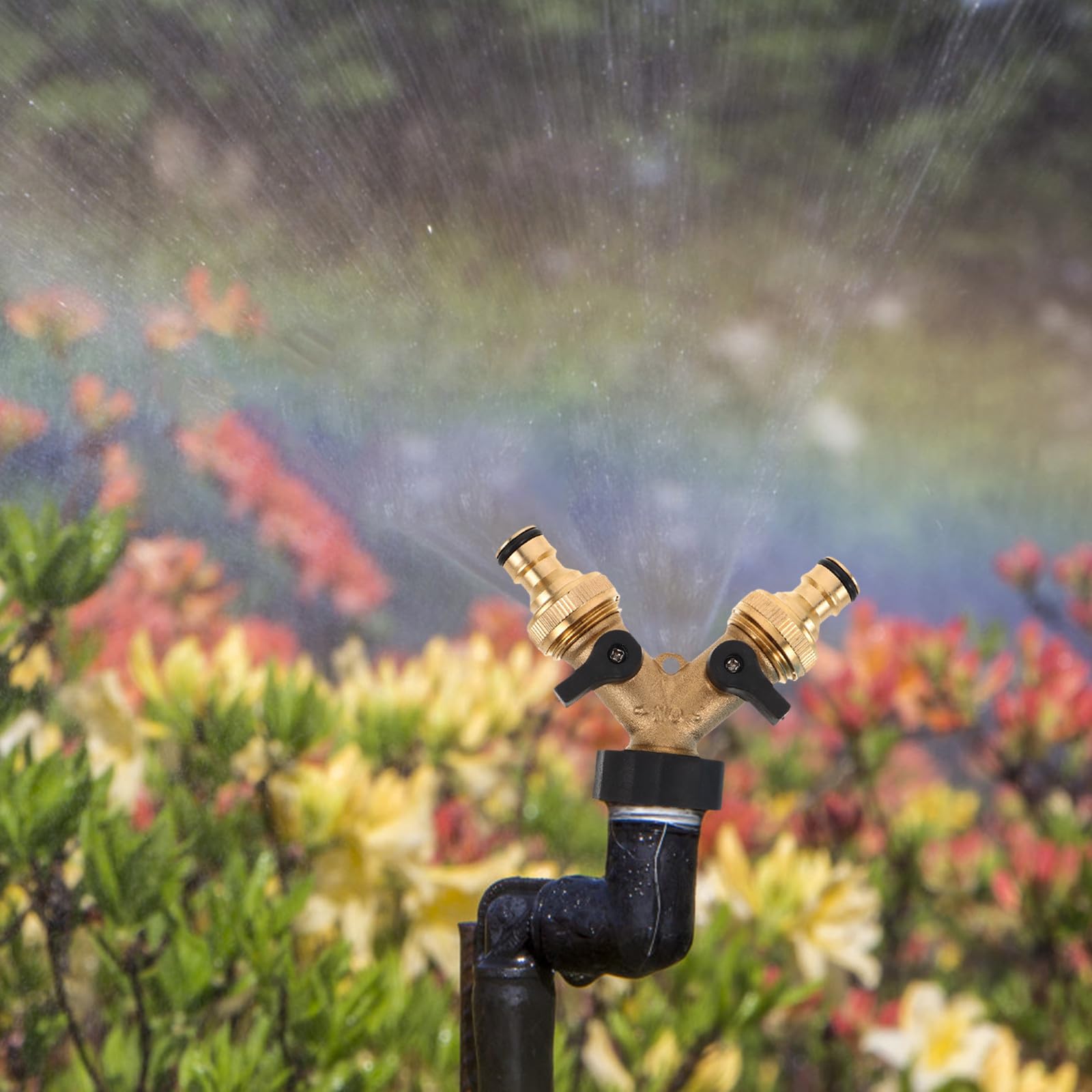 Gatuida 1 Set di sdoppiatore a Y per Tubo Flessibile dell'Acqua, deviatore per Tubo Flessibile in Rame, ugello in Rame, Adattatore da Giardino a Collegamento rapido per Uso Esterno in Giardino