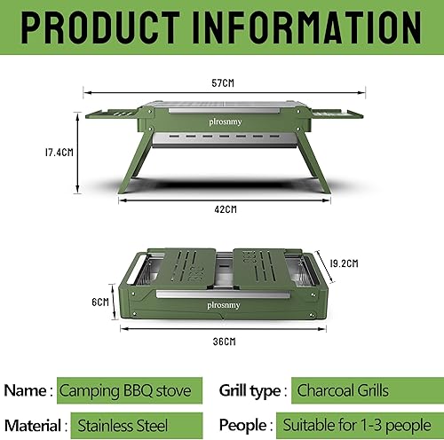Miniatura 4 de Parrilla plegable de carbón portátil, pequeñas parrillas para interiores o exteriores, barbacoa de acero inoxidable, parrilla de carbón de