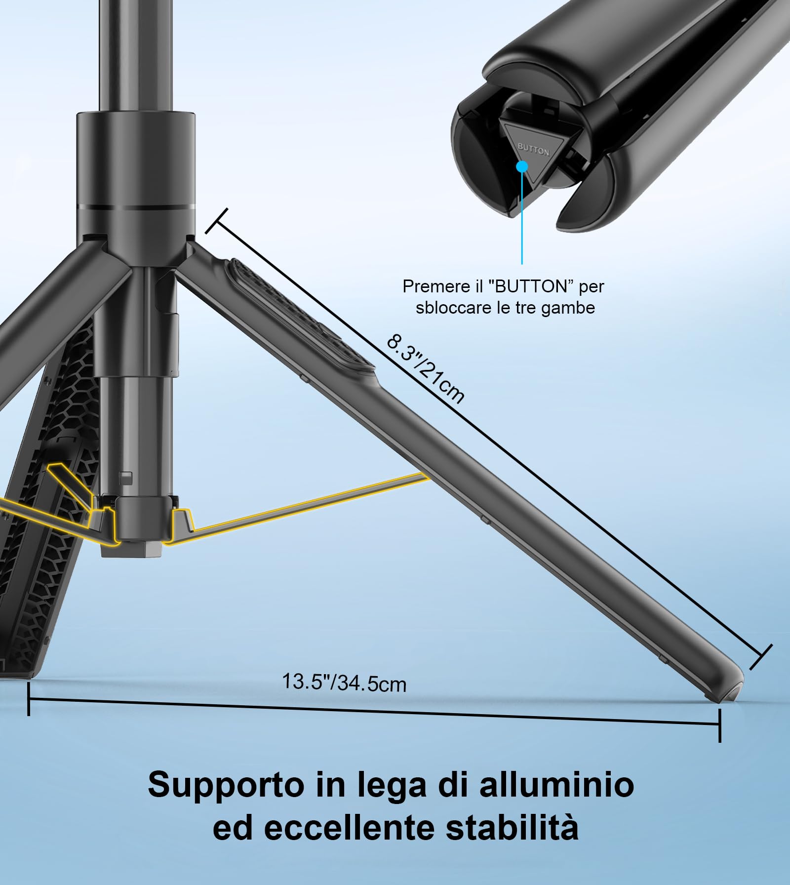 Gahenwo Vlogging Kit, Bastone Selfie Treppiede Treppiede per Smartphone Portatile con luce LED, 155cm Fotocamera Tripode Cellulare con Telecomando e Supporto per Telefono Cellulare per iPhone