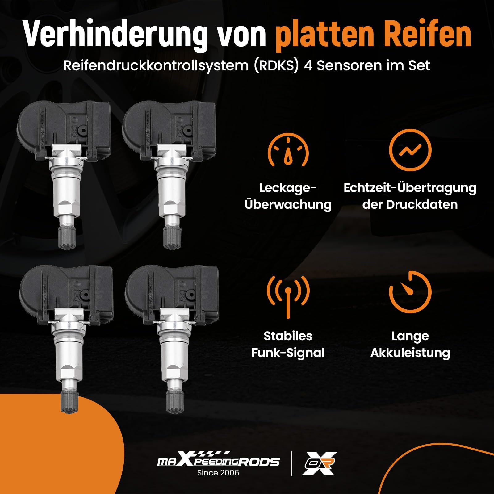 maXpeedingrods 36106881890 36106856209 4 Stücke T.PMS Reifendrucksensor für BMW 1er 2er 3er 4er, für BMW M3 M4 X1 X2 X5 X6,für Mini F55 / F56 Reifendruckkontrollsystem R.D.K.S Sensor (433 Mhz)