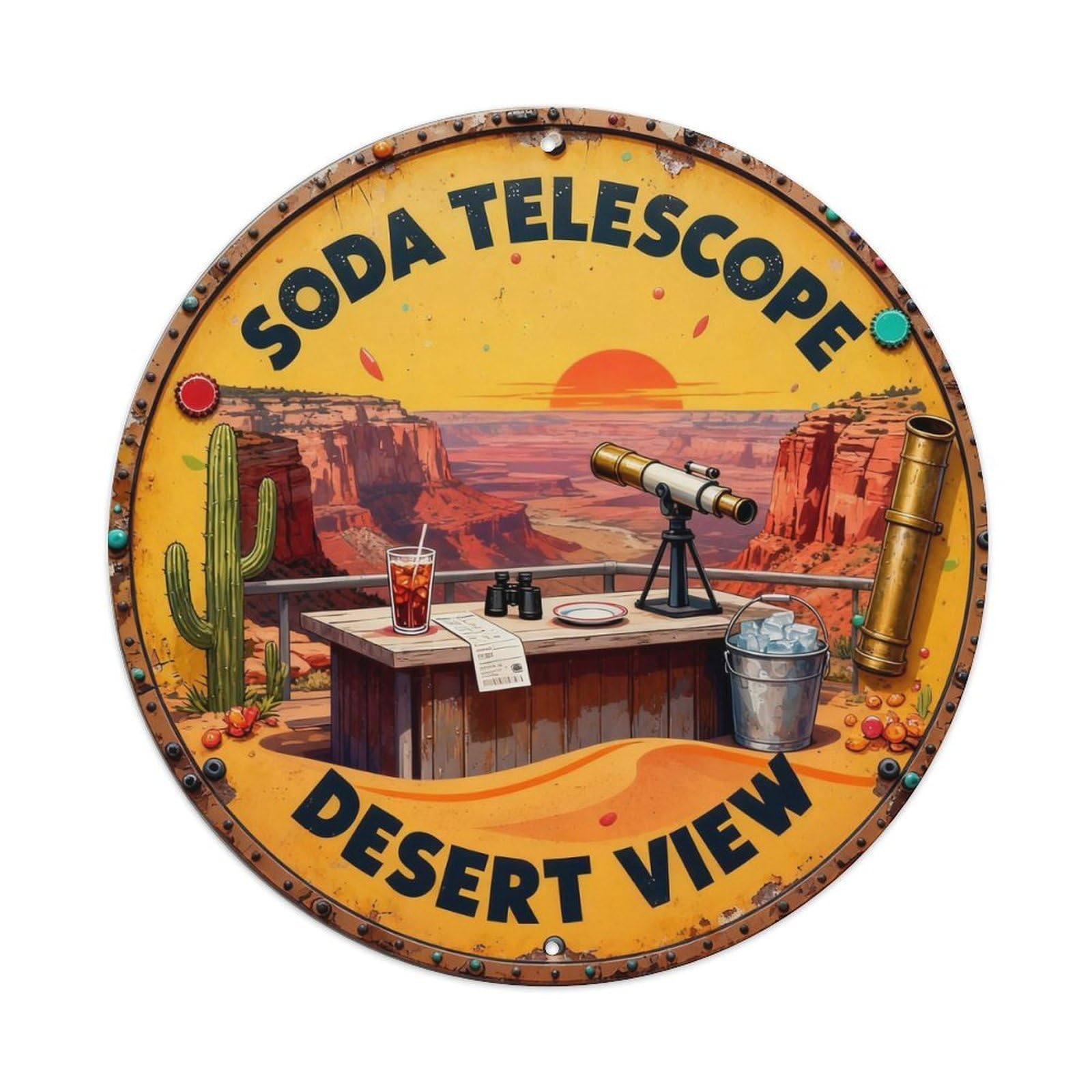 Soda Telescope Sign Metal Tin Sign Plaque