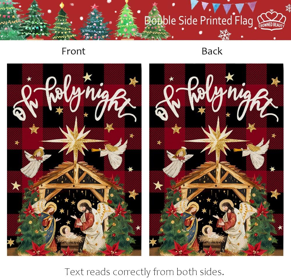 CROWNED BEAUTY Christmas Holy Night Garden Flag 12x18 Inch Double Sided Small Burlap Holiday Nativity Yard for Outside - Image 5