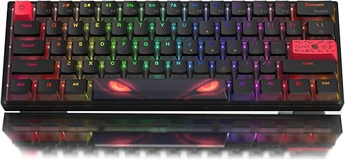 Teclado 60% Teclado WK61 Womier, teclado RGB ultra compacto intercambiable en caliente con tapa de teclas, interruptor rojo lineal, controlador