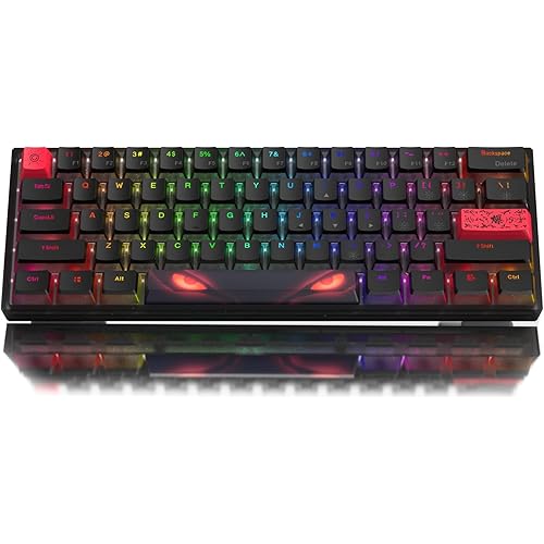 Womier 60% Percent Keyboard,WK61 V2 Mechanical RGB Wired Gaming Keyboard,Hot-Swappable Creamy Key Board with PBT Keycaps,Linear Red Switch for Windows/MAC (Black)