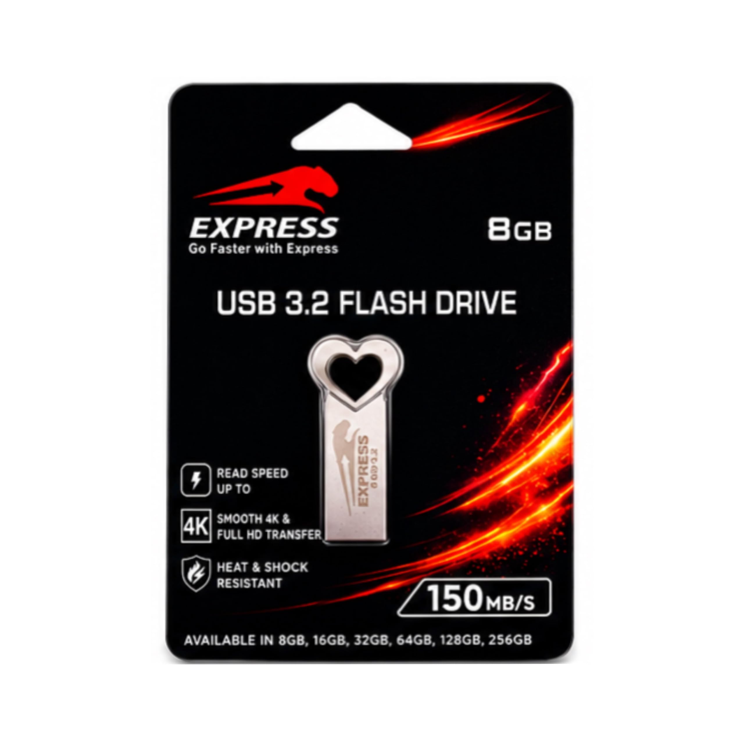 Express 8GB USB 3.2 Metal Flash Drive with Heart Design | 150MB/s Read Speed, 4K & Full HD Transfer, Heat & Shock Resistant, Windows & Mac Compatible, Compact Metal Body-picture-26