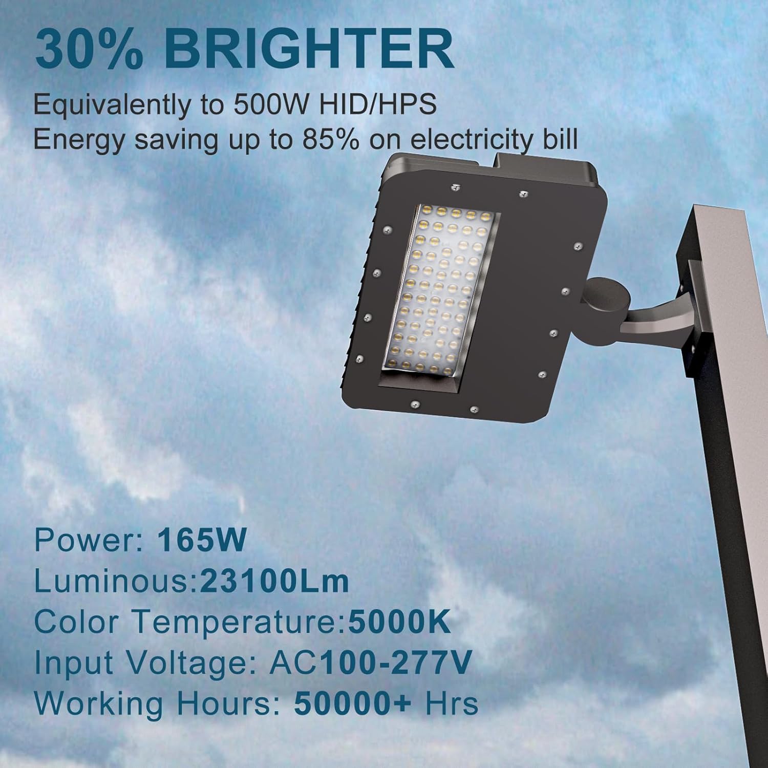 165W LED Parking Lot Area Light (23100Lm Eqv 660W HPS) 5000K Adjustable Arm Mount LED Shoebox Lights with Dusk to Dawn for Parking Lot for Yard,Driveway,Stadium,Roadway-2Pack