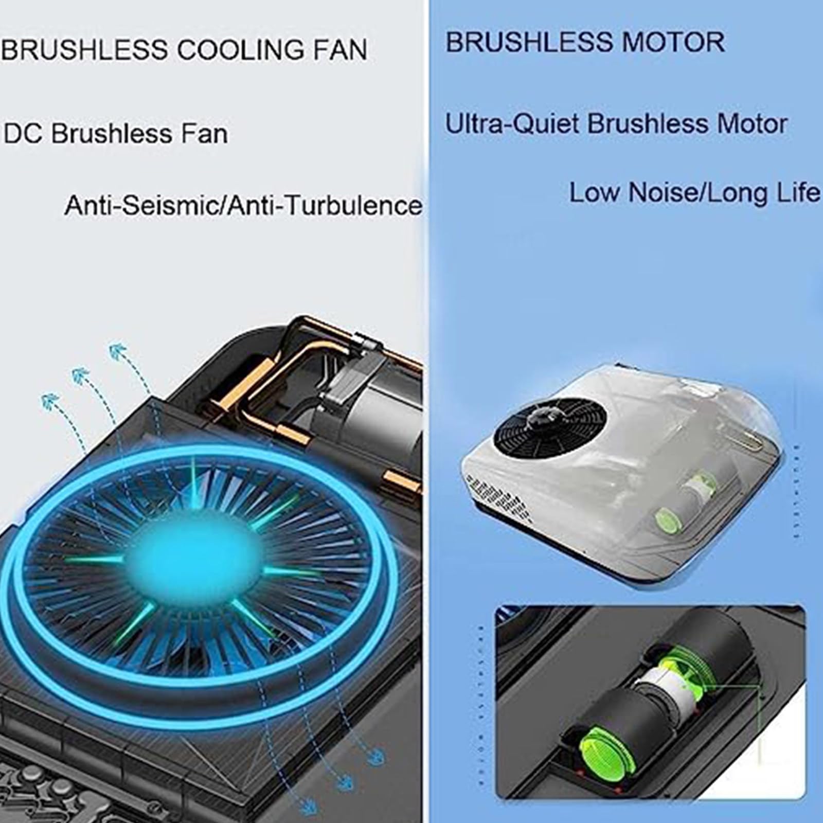 12V/24V CC aire acondicionado para techo de coche, ultrafino, para furgonetas, todoterrenos, camiones, caravanas, tractores, excavadoras, sist-ema ventilación coche, compresor aire White-12V