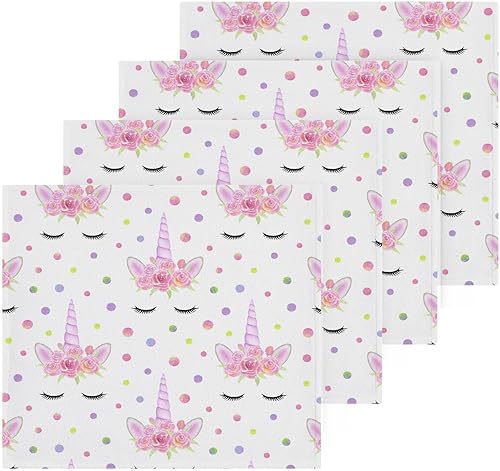 Miniatura 2 de Kigai Pink Unicorn - Juego de 2 paños de algodón para bebé, 12 x 12 pulgadas, altamente absorbentes y suaves al tacto, toallas de cara para baño,