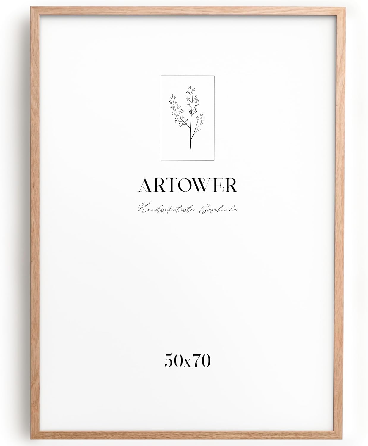 Artower® Ramka na zdjęcia 50 x 70 cm, naturalne drewno dębowe, cienka ramka na plakat, duża, w stylu vintage, kolaż 50x70 cm, drewniana ramka na zdjęcia, ramka na plakat, prawdziwe drewno