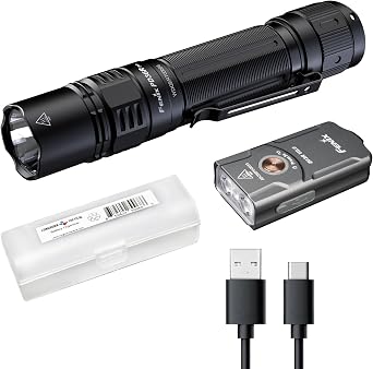 Fenix PD36R Pro Tactical Flashlight and Backup Light Kit Keychain Backup Light