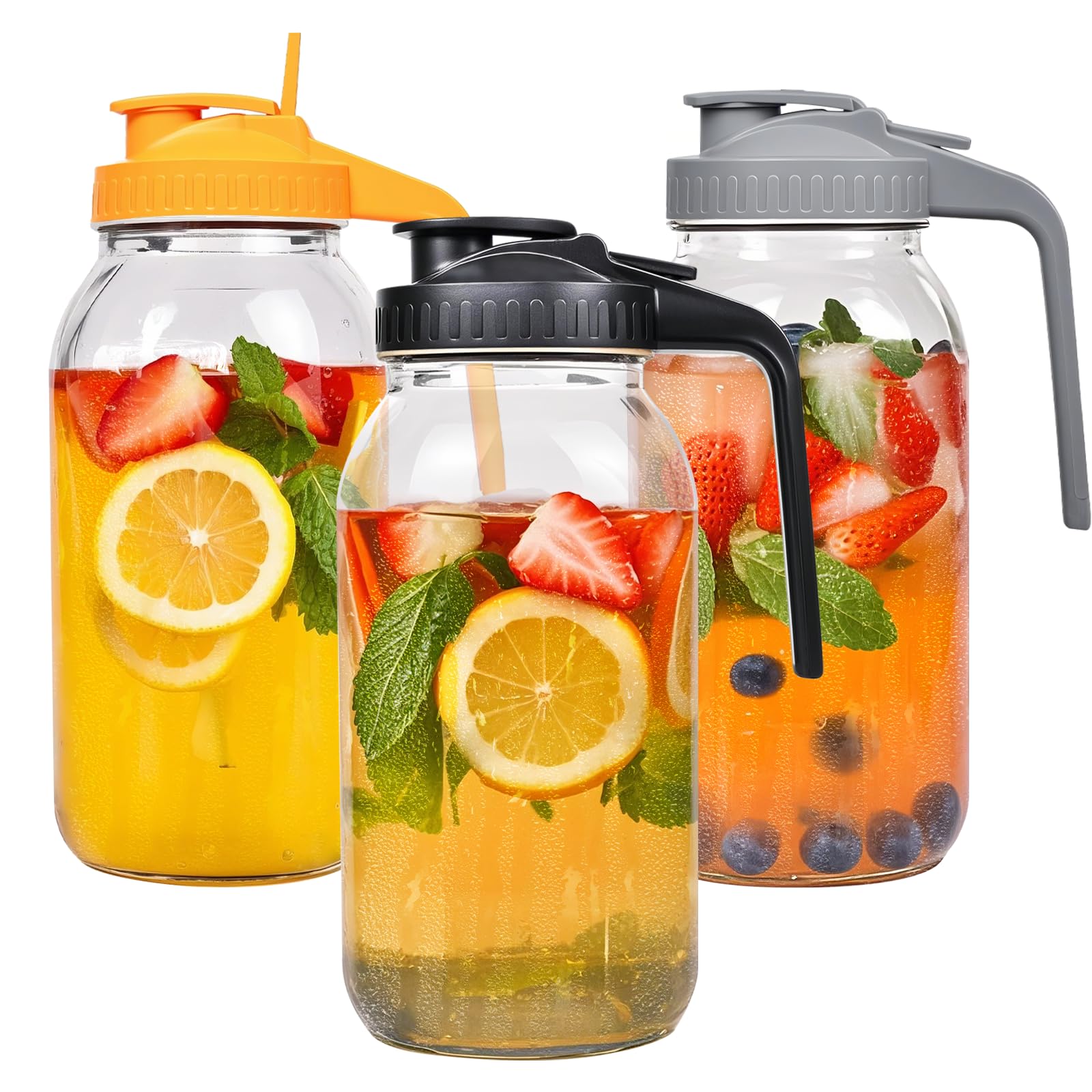 Hoofess 64oz Mason Jar Pitcher 3-Pack
