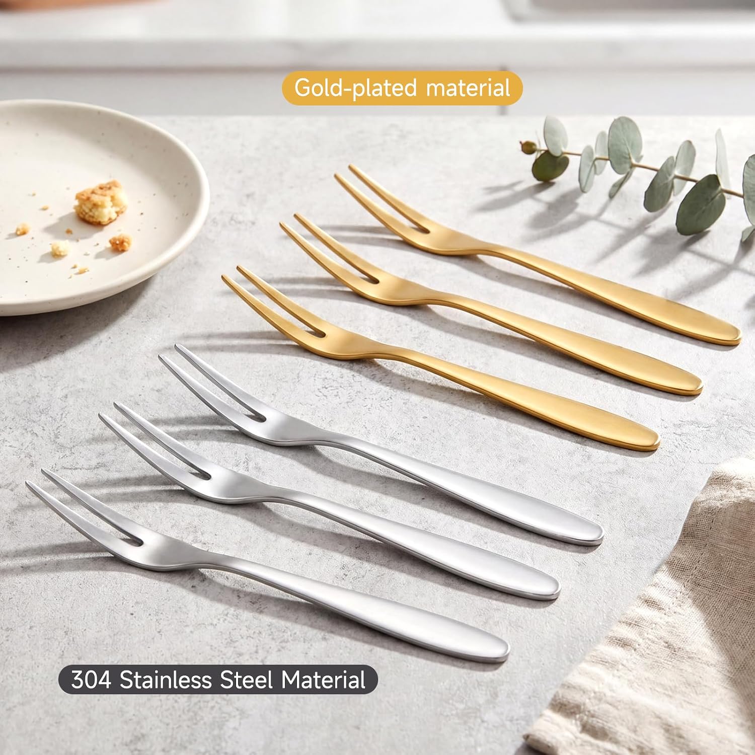 Cocktail Forks Set of 6, 304 Stainless Steel Small forks for Appetizers