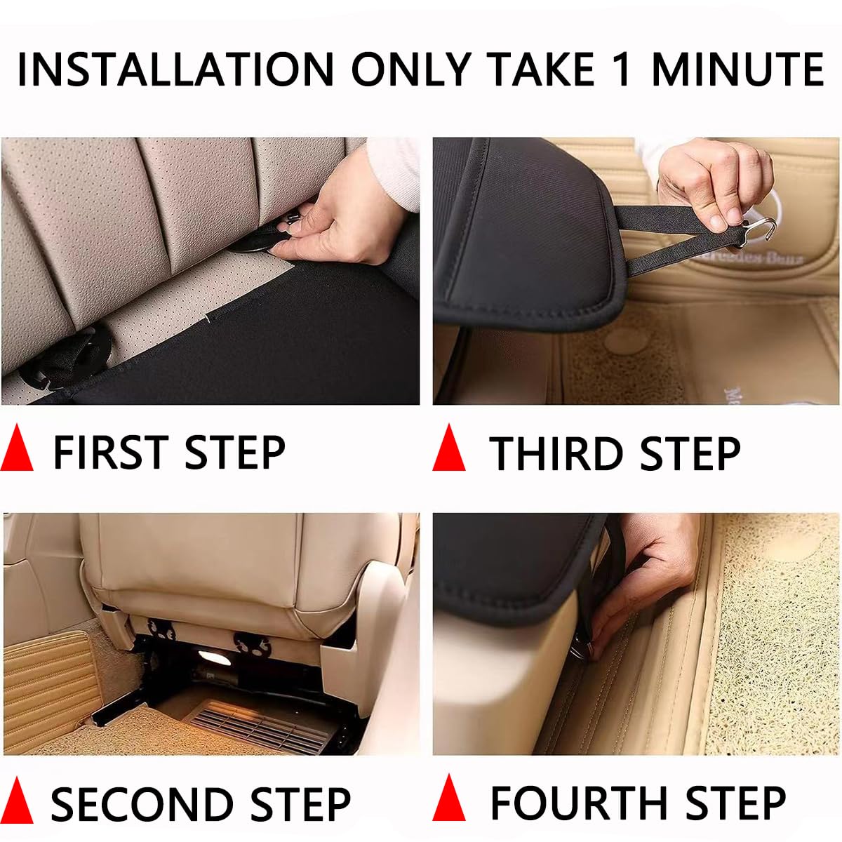 JNNJ Set van 2 autostoelkussens, zachte antislip autostoelkussens, autostoelkussens, voorstoelen, traagschuimpad, voor autostoelen, bureaustoelen, rolstoelen en alle stoelen (Zwart