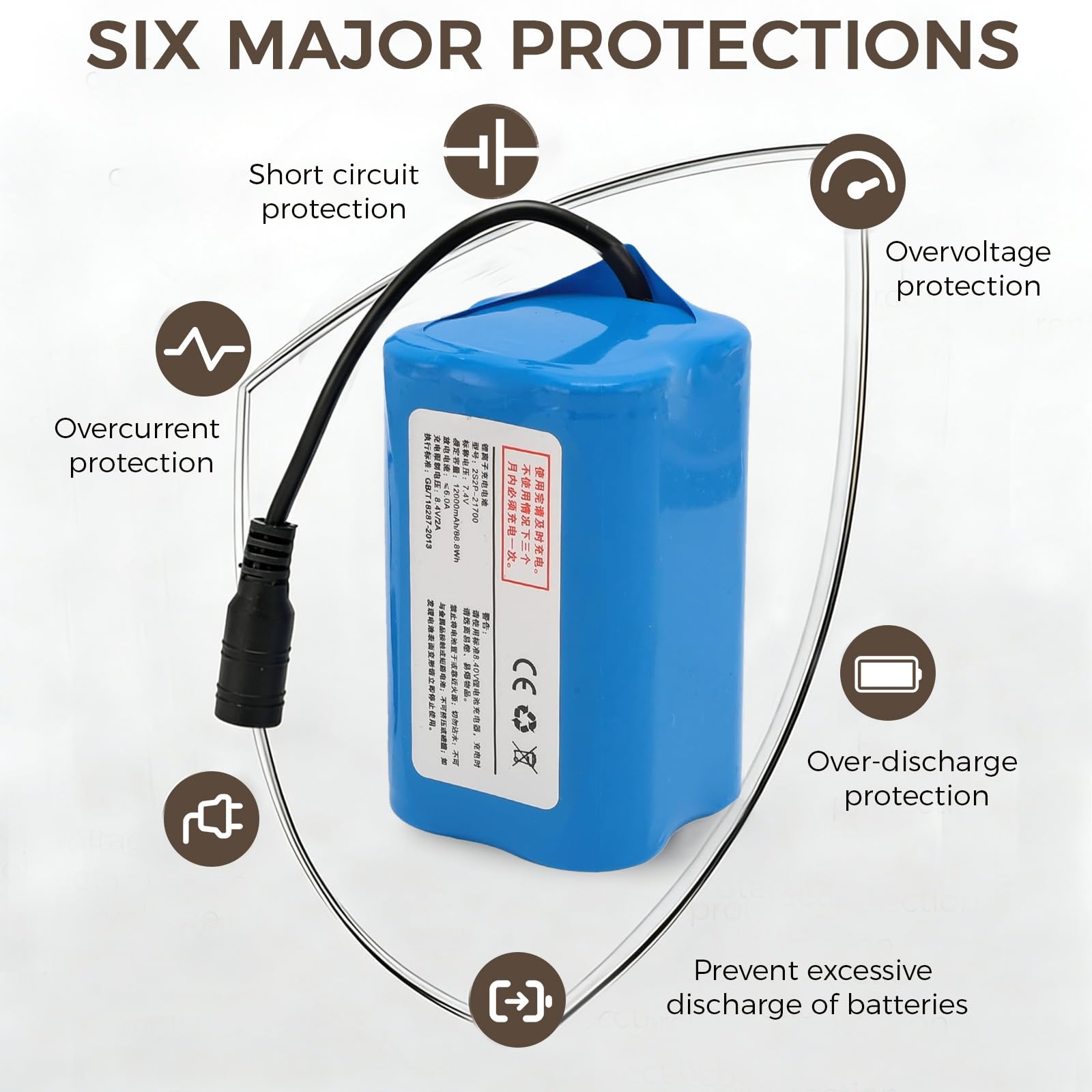 Batteria per barca radiocomandata, 12000 mAh, 7,4 V, batteria al litio ricaricabile, grande capacità, ad alta velocità