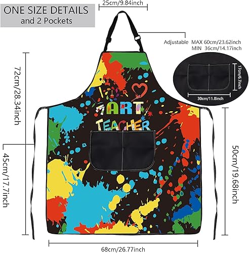 Miniatura 2 de MBMSO Delantal de artista de pintura con bolsillos, regalos para pintores, amantes del arte, regalo para profesores de arte, estudiantes, pintor,