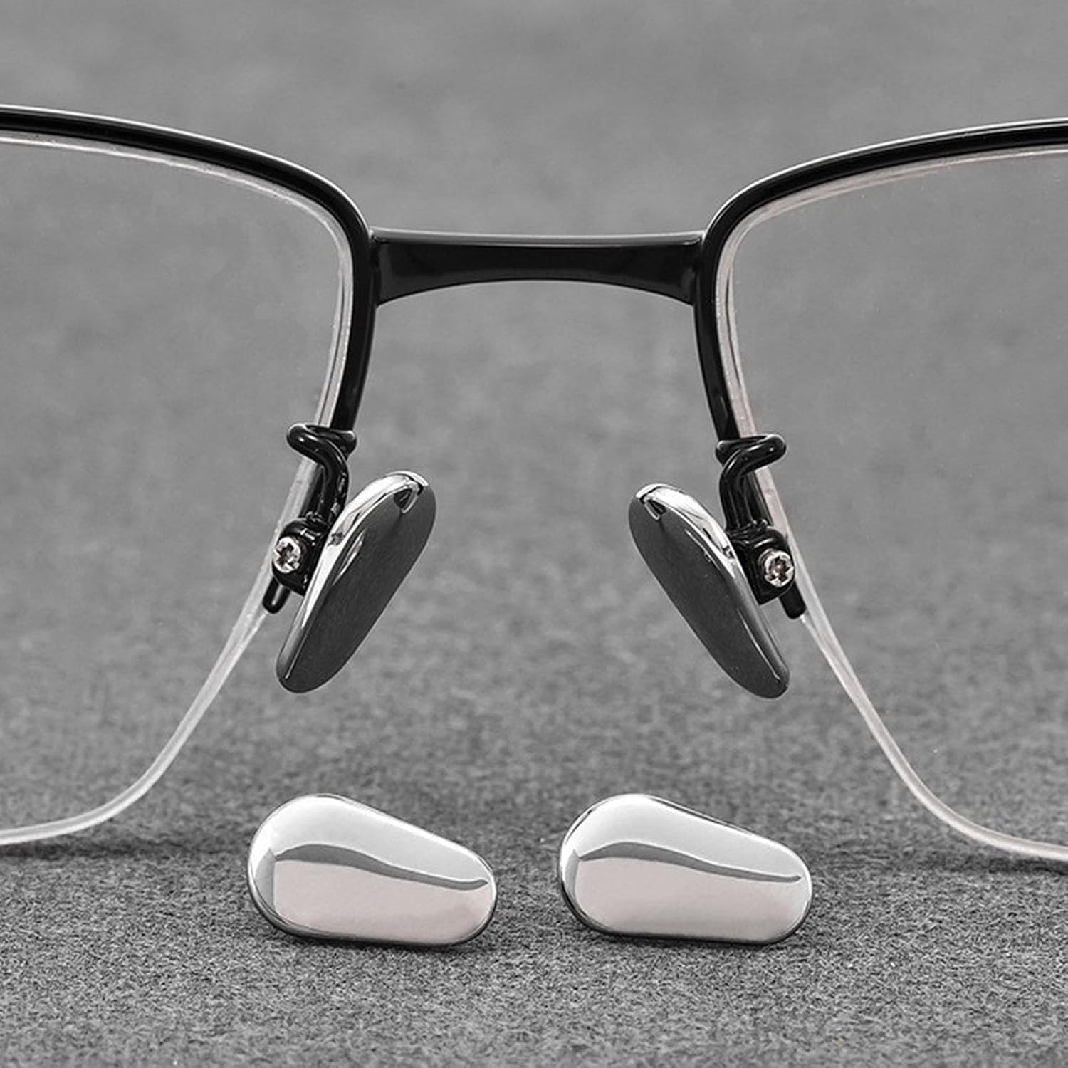 Ceramic Glasses Nose Pad, Anti-Slip Screw-in Nosepad, Durable Replacement Pieces Pads for Glasses Sunglasses(2Pairs,Silver)