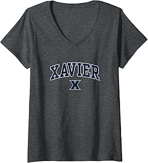 Womens Xavier Musketeers Womens Arch Over Dark Heather V-Neck T-Shirt
