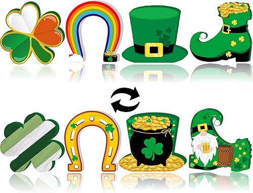 Miniatura 1 de 4 letreros de madera para mesa del día de San Patricio gnomos de trébol de la suerte decoración de mesa de San Patricio centro de mesa irlandesa de