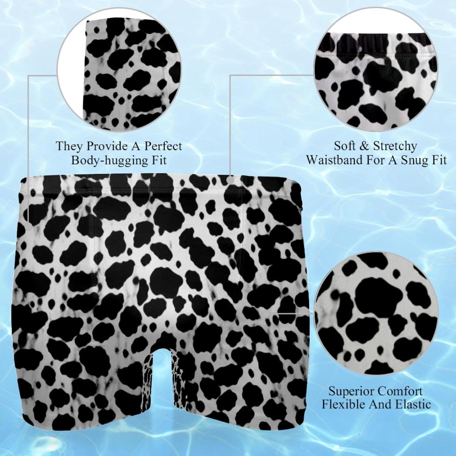 Mens Black Leopard Print-1786 Swim Trunks Elastic Waistband Short Mens Bathing Suit, S,