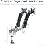 StarTech.com Desk Mount Dual Monitor Arm - Articulating - Supports VESA Monitors 12'' to 30" (19.8lb/9kg) - Adjustable - Grommet / Desk Mount - Premium - Silver (ARMDUAL30) | Supports VESA Monitors 12'' to 30" (19.8lb/9kg), Adjustable, Grommet / Desk