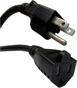 10 feet Heavy Duty Power Extension Cord, Power Extension Cable, Black, NEMA 5-15P to NEMA 5-15R, Male to Female 13 Amp Power Cable, 16 AWG, CableWholesale