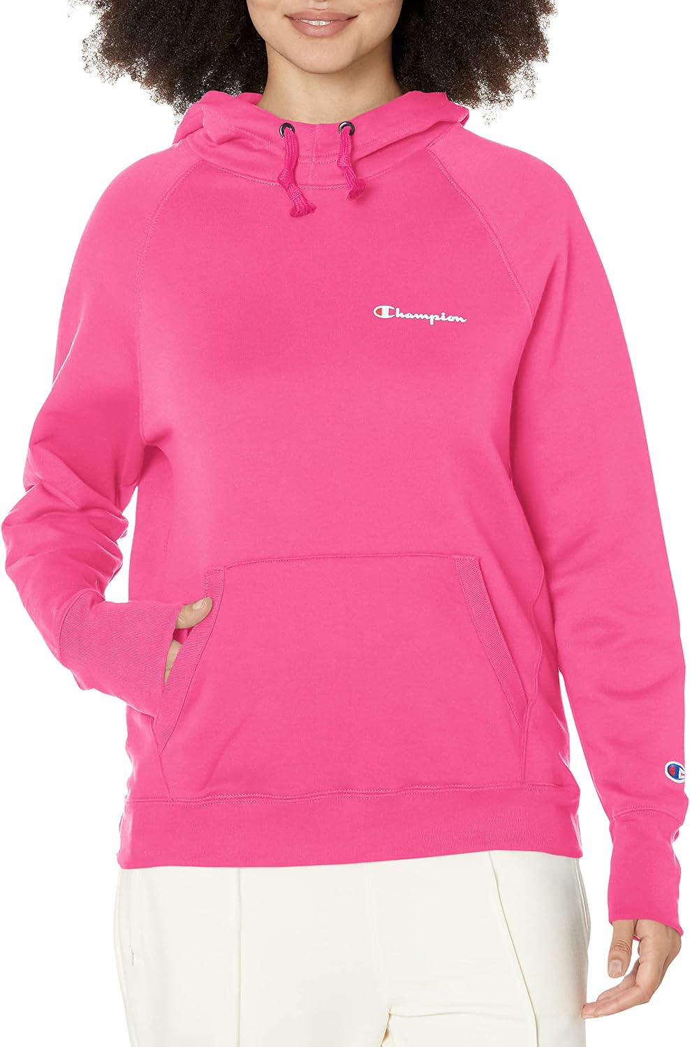 Champion Women's Powerblend Fleece Hoodie, Left Chest Script