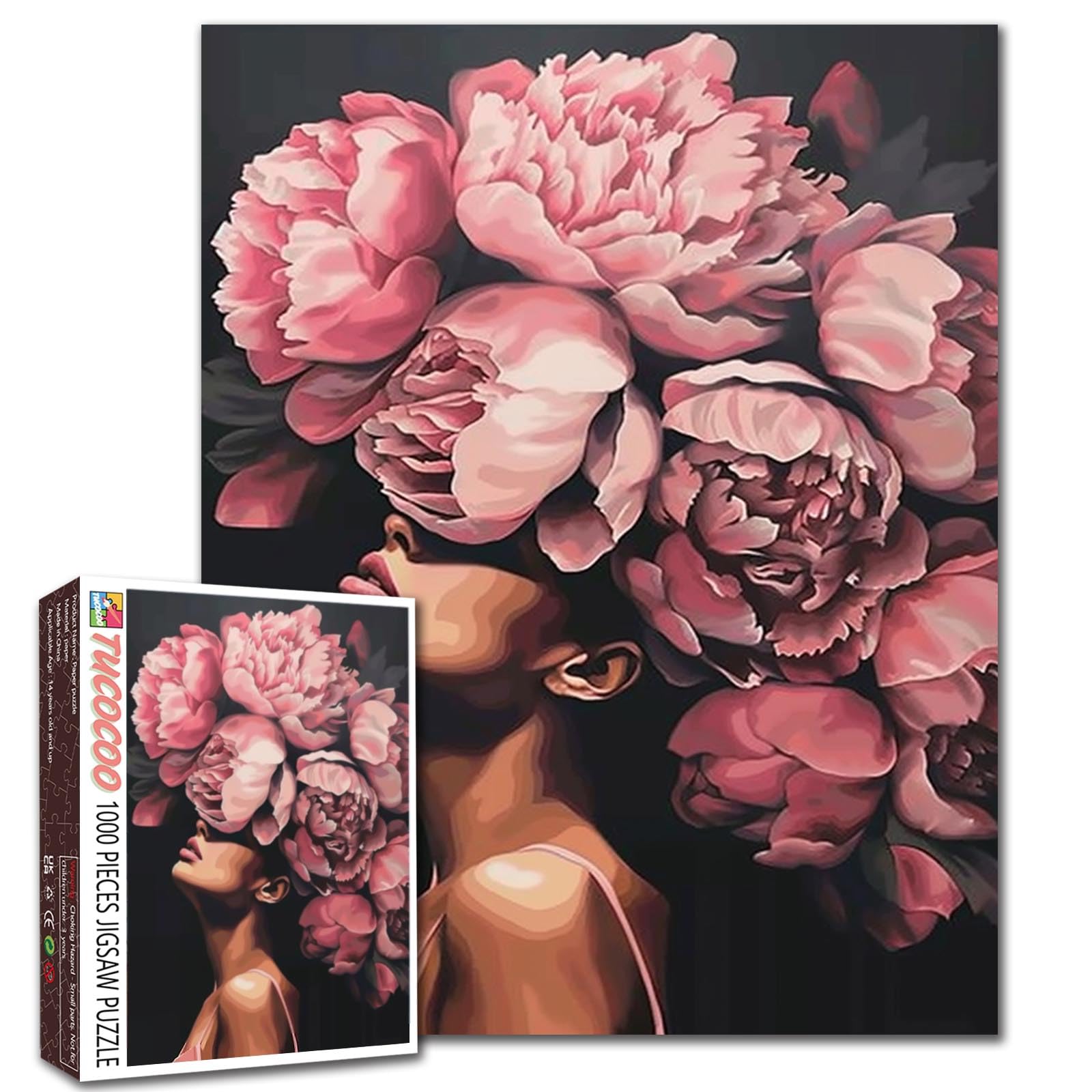 Graffitic Woman Jigsaw Puzzles 1000 Pieces for Adults, Families (Sexy Girl,Autumn Leaves,Sunflowers)Pieces Fit Together Perfectly 19.7''x27.6''inch Fashion Female Frameable Magic Puzzle Art Boho Gift