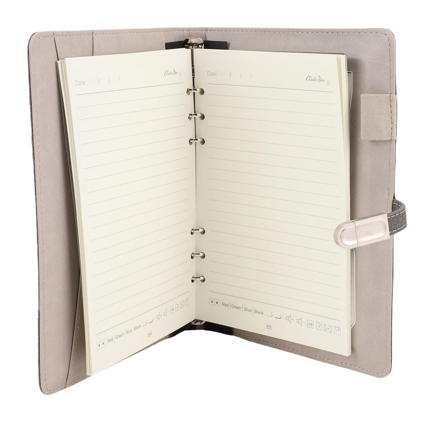 Fockety Quaderno Smart Business, 160 pagine, portatile, con disco, lampada e registrazione audio, caricabatterie wireless da 15 W, agenda intelligente compilabile per la scuola
