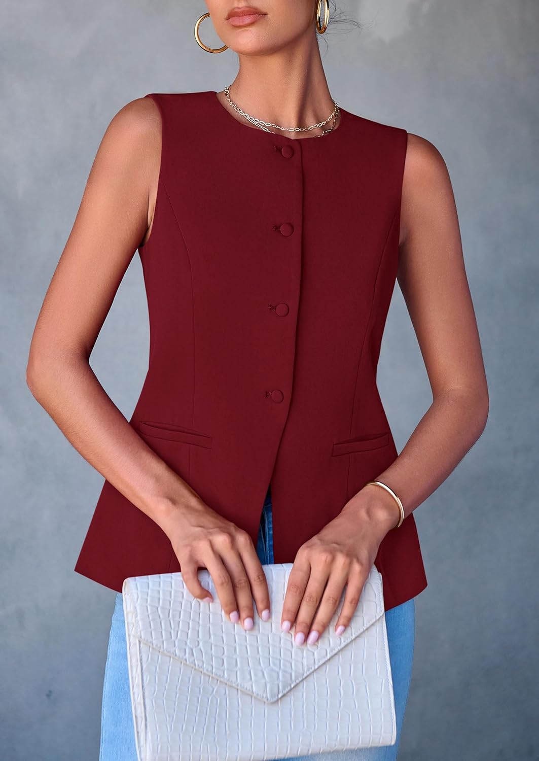 PRETTYGARDEN Women's Summer Suit Vest Tops 2026 Dressy Business Casual Sleeveless Button Down Trendy Fashion Blazer Waistcoat - Image 6