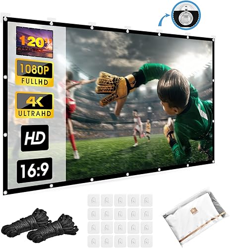 UTEBIT 169 HD Pantalla de proyector de película plegable portátil antiarrugas 4K pantalla de proyección de vídeo de doble cara más gruesa para cine