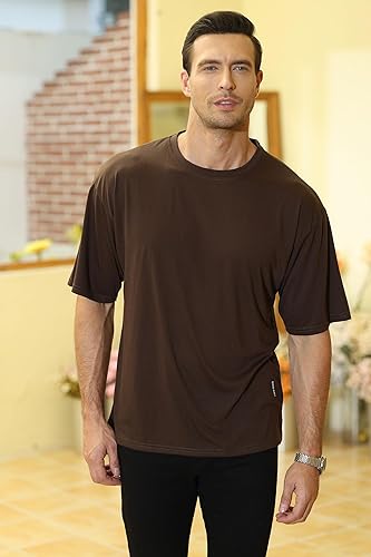 Miniatura 8 de Camisetas deportivas de ajuste holgado para hombre ligeras de secado rápido cuello redondo para entrenamiento al aire libre