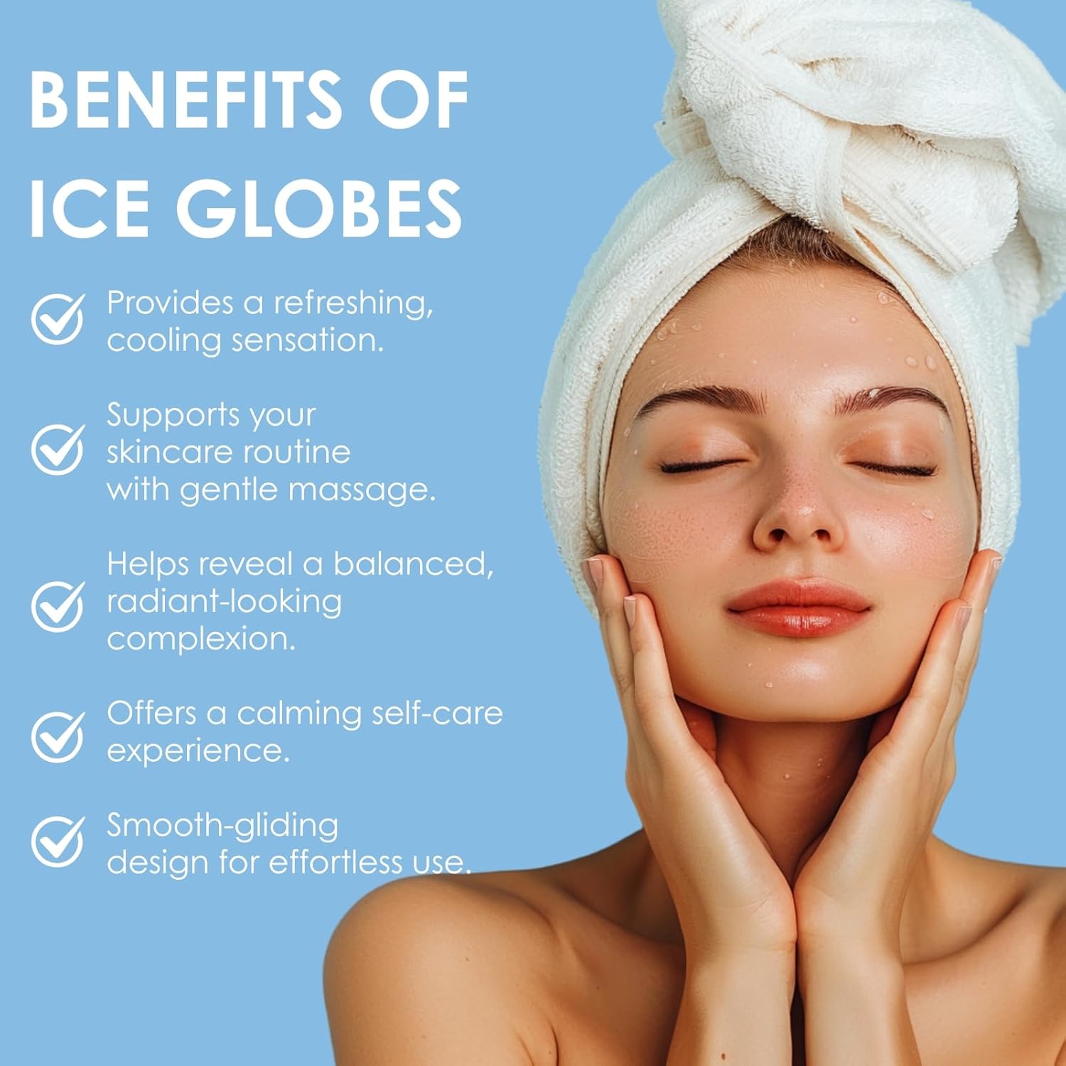 Facial Ice Globes, Cryo Cooling Balls with Anti-Slip Handle for Face, Eyes & Neck, Relaxing Beauty Massage Tool for Soothing and Refreshing Skincare Routine, Quicksand Blue - Image 4