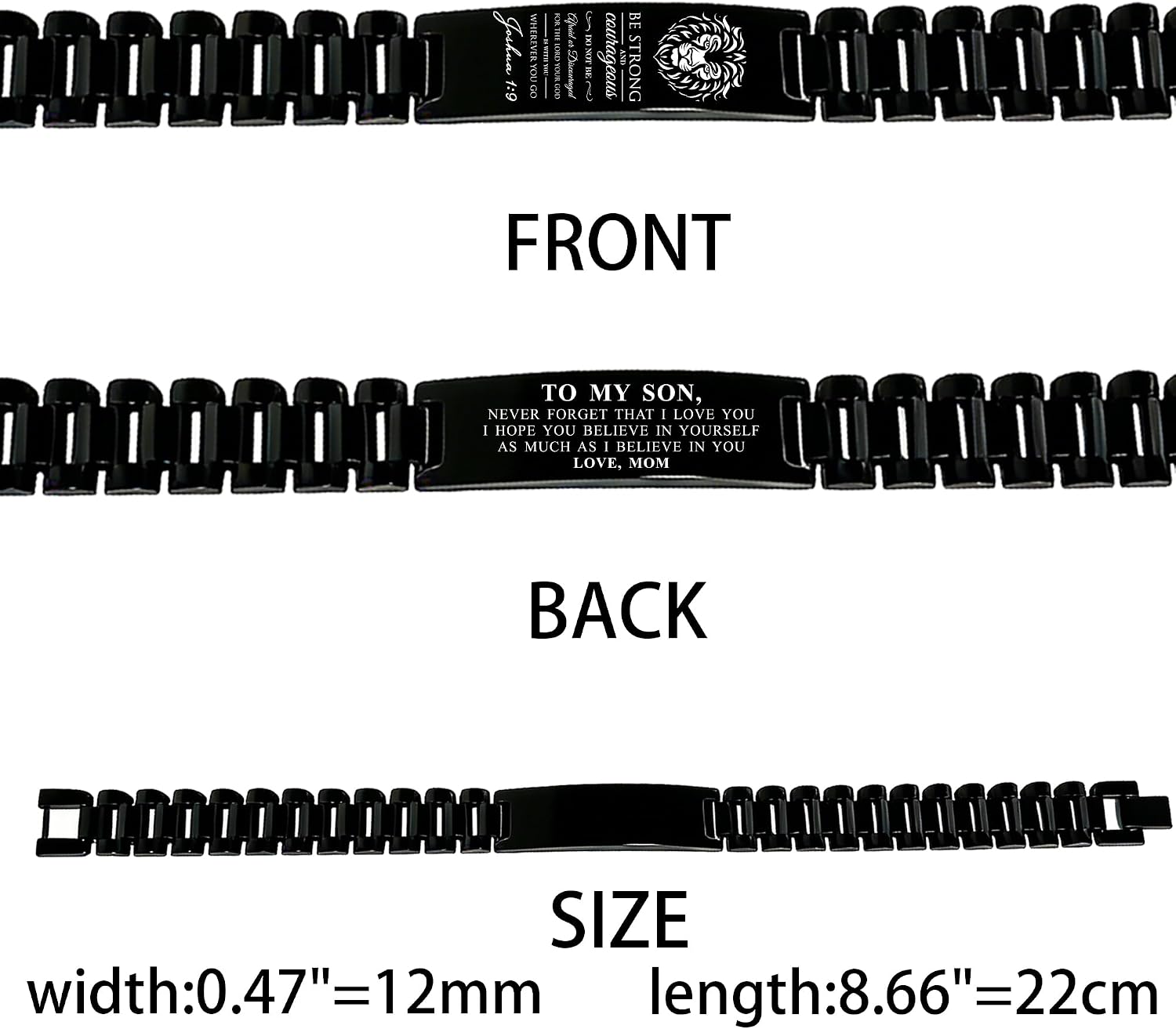 Bible Verse Bracelets Inspirational Christian Wristbands Graduation Gifts to Son Men Dad Father Husband Boyfriend Encouragement Jewelry Adjustable Stainless Steel Bracelet