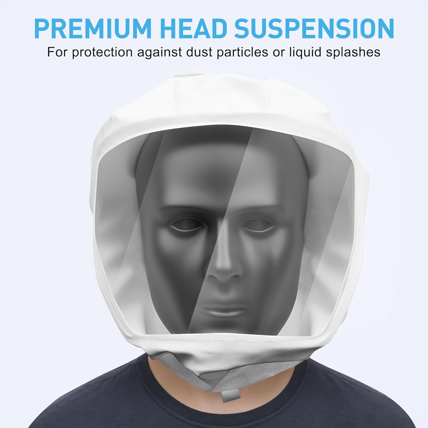 PAPR Headcover with Integrated Suspension, Open-Ear Protective Hood for Powered Air Purifying Respirator, Lightweight Breathable Face Cover for Painting, Chemical, Industrial Use