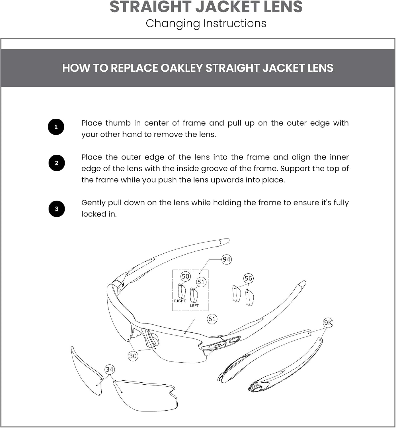 OAKLEY Original Straight Jacket Replacement Lenses For Men For Women+ Bundle Microfiber Pouch -FRAMES NOT INCLUDED