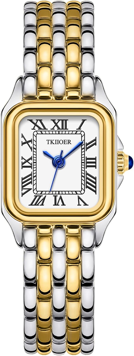 Small Gold Watches for Women, Vintage Roman Dial Women's Watches, Rectangular Case Ladies Analog Watch