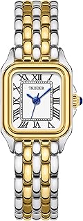 TKIIOER Small Gold Watches for Women, Vintage Roman Dial Women's Watches, Rectangular Case Ladies Analog Watch